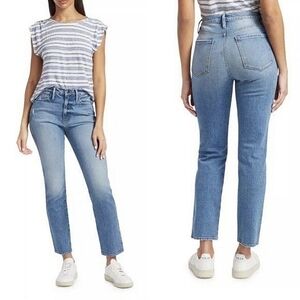 FRAME High Rise Le Sylvie Slender Straight Jeans Mirada Rips Size 30